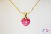 Colar - Coração Rosa com Strass 02